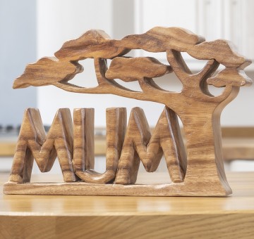 Carved Wooden Word Art Mum