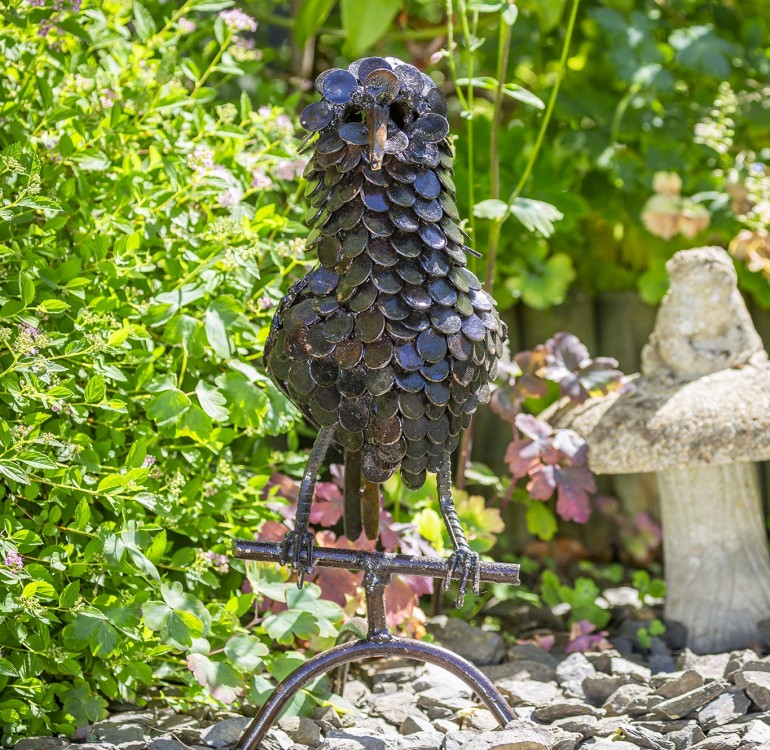 Hand Crafted Metal Owl on Perch