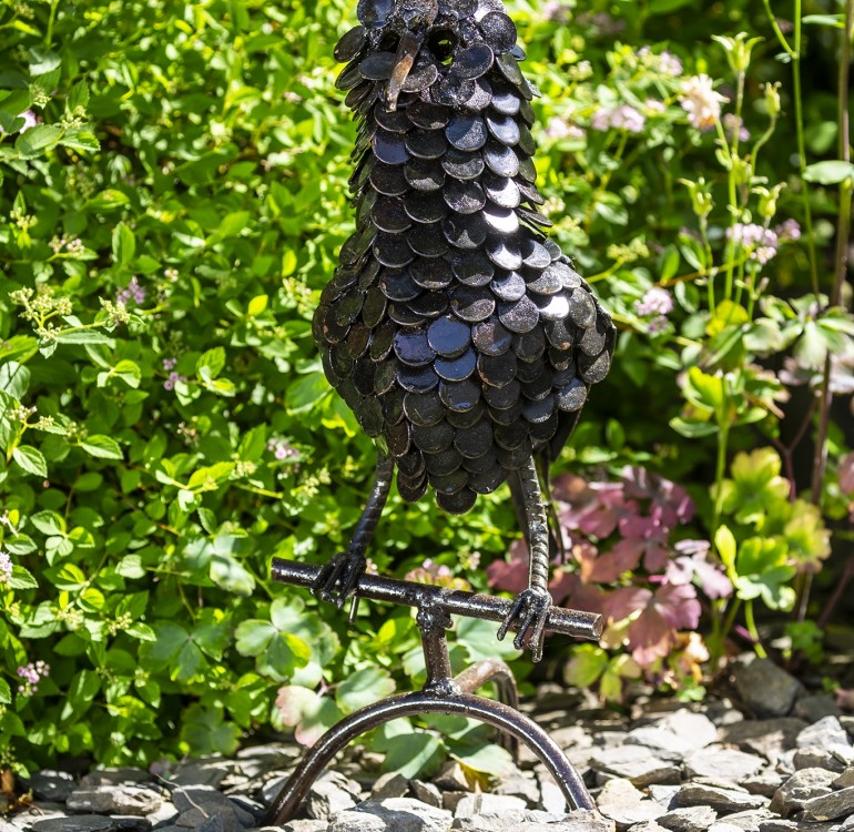 Hand Crafted Metal Owl on Perch