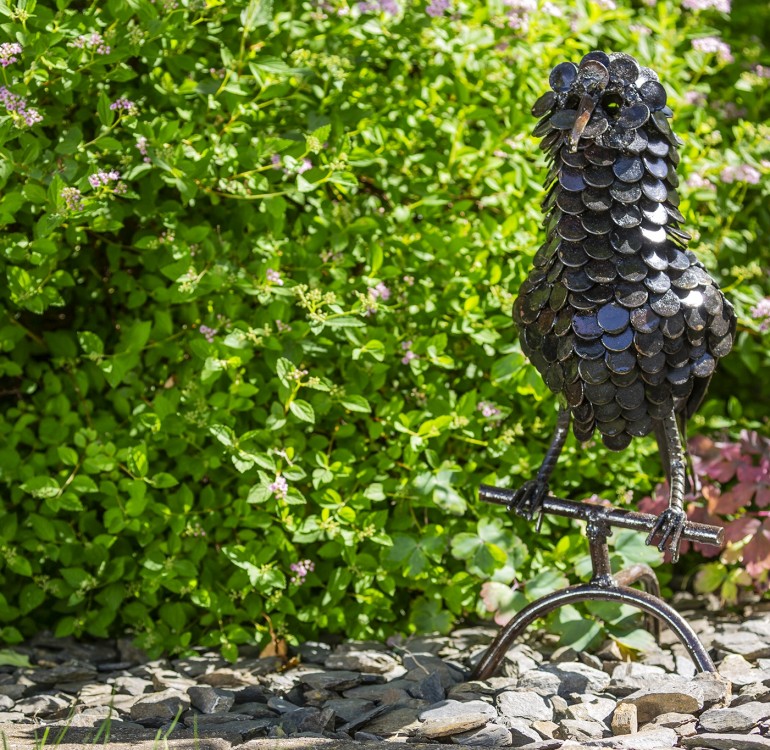 Hand Crafted Metal Owl on Perch