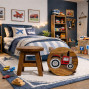 handcrafted wooden children's tractor stool, red vintage design