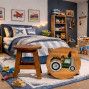 Handcrafted green tractor children's wooden stool