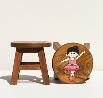 Hand Crafted Stool Pink Dancing Ballerina