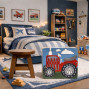 Hand Crafted Stool Square Red Tractor