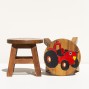 Hand Crafted Stool Happy Red Tractor