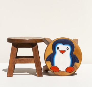 Hand Crafted Stool Dancing Penguin