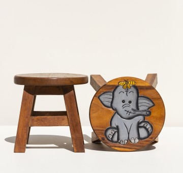 Hand Crafted Stool Baby Elephant Bumblebee