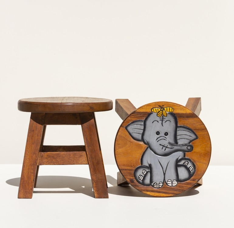 Hand Crafted Stool Baby Elephant Bumblebee