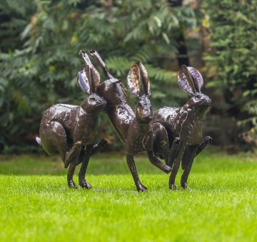 Hand Crafted Metal Springing Hare