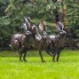 Hand Crafted Metal Springing Hare