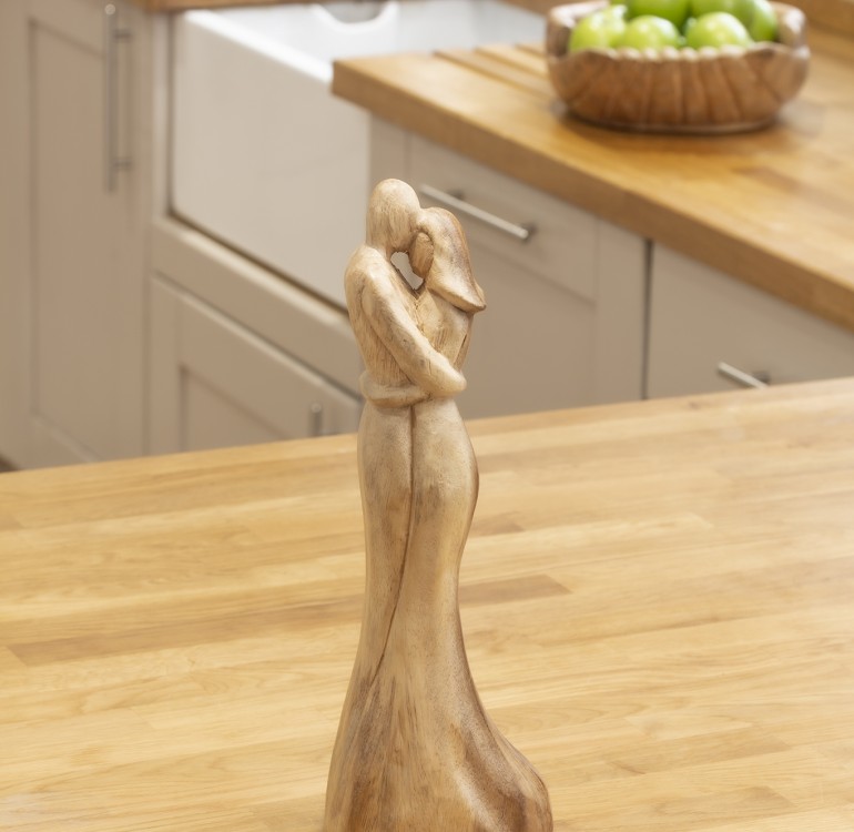 Carved Wooden Embrassing Couple