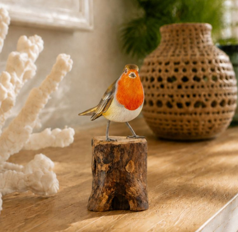 Hand Carved Bird Robin