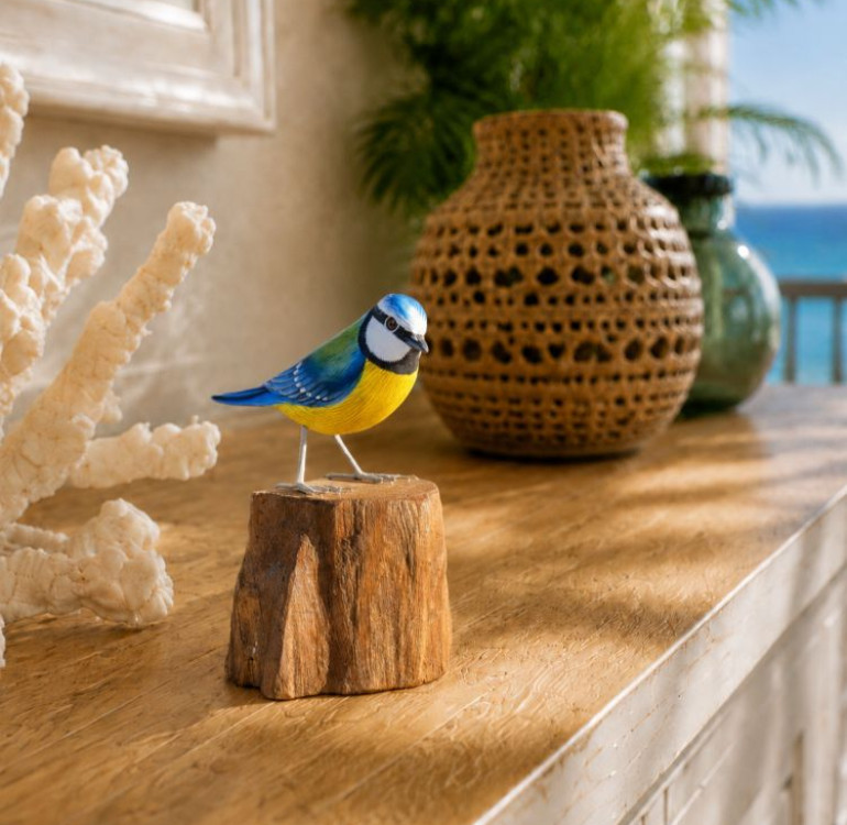 Hand Carved Blue Tit