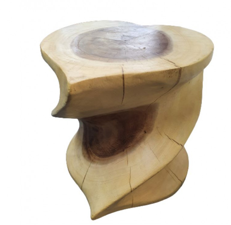 Heart-twist-stool-wooden