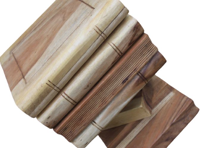 Large Wooden Hand Carved Character Book Stool Natural Opening