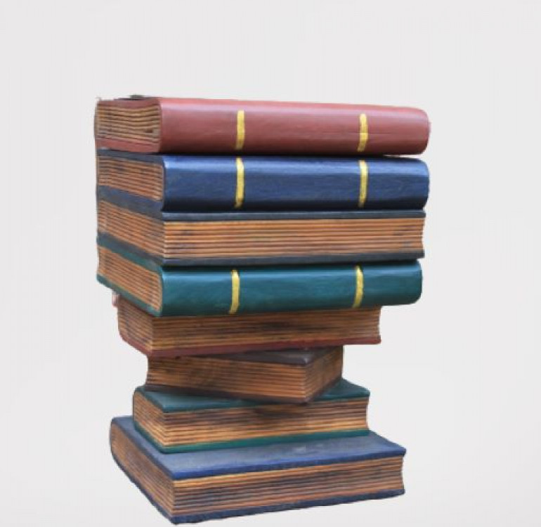 Large-painted-book-stool-hand-carved-with-storage