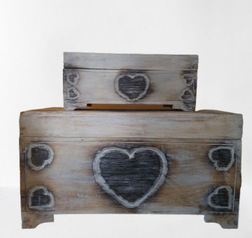 Wooden carved Heart Chest