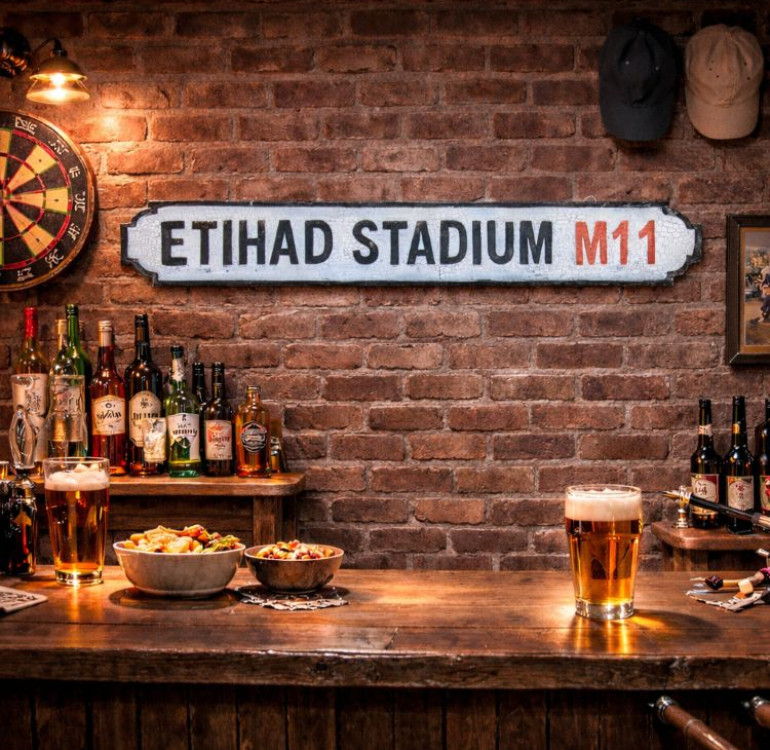 Etihad Stadium Wooden Street Sign