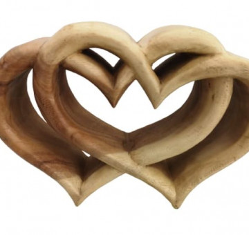 Hand carved Triple entwinned wooden heart
