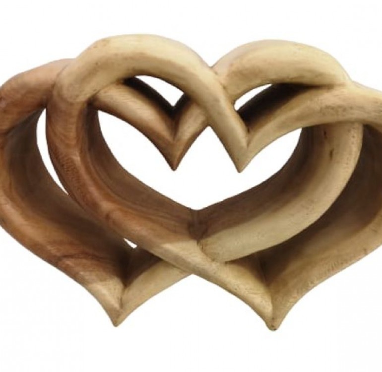 Hand carved Triple entwinned wooden heart