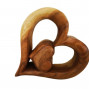 Hand carved Wooden Heart in Heart