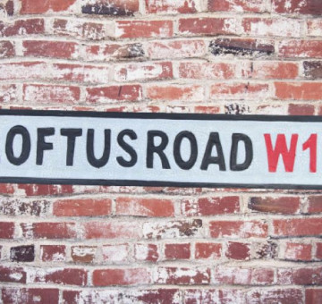 Loftus Road Stadium Wooden Street Sign, hand carved and painted