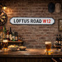 Loftus Road Stadium Wooden Street Sign, hand carved and painted