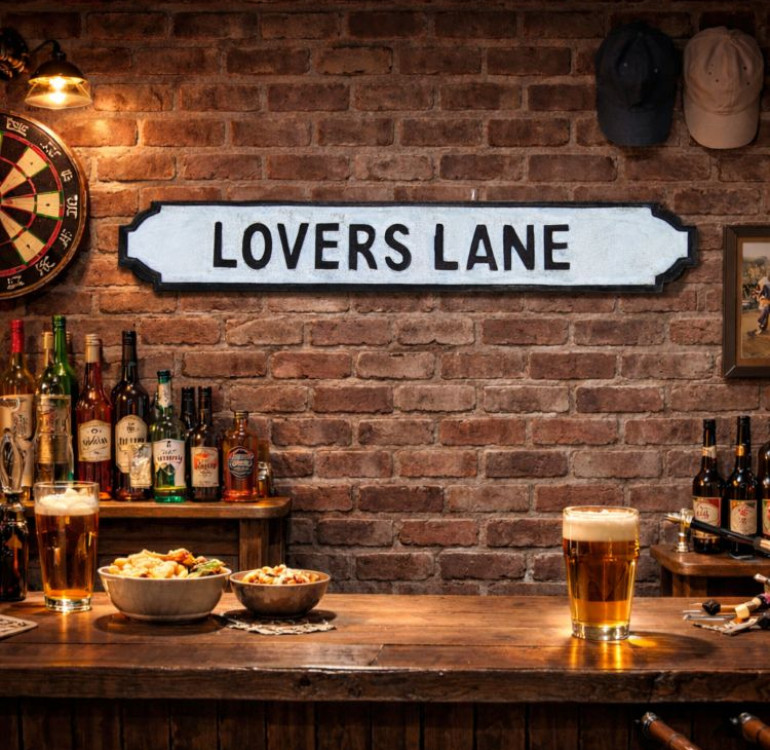 Lovers Lane Wooden Street Sign