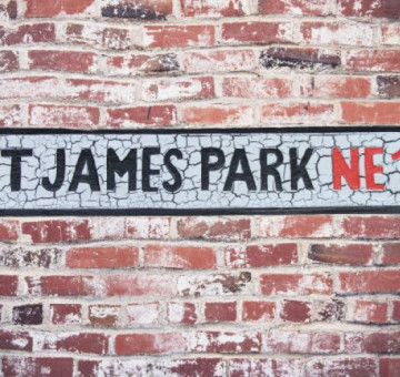 St James Park Stadium Wooden Street Sign