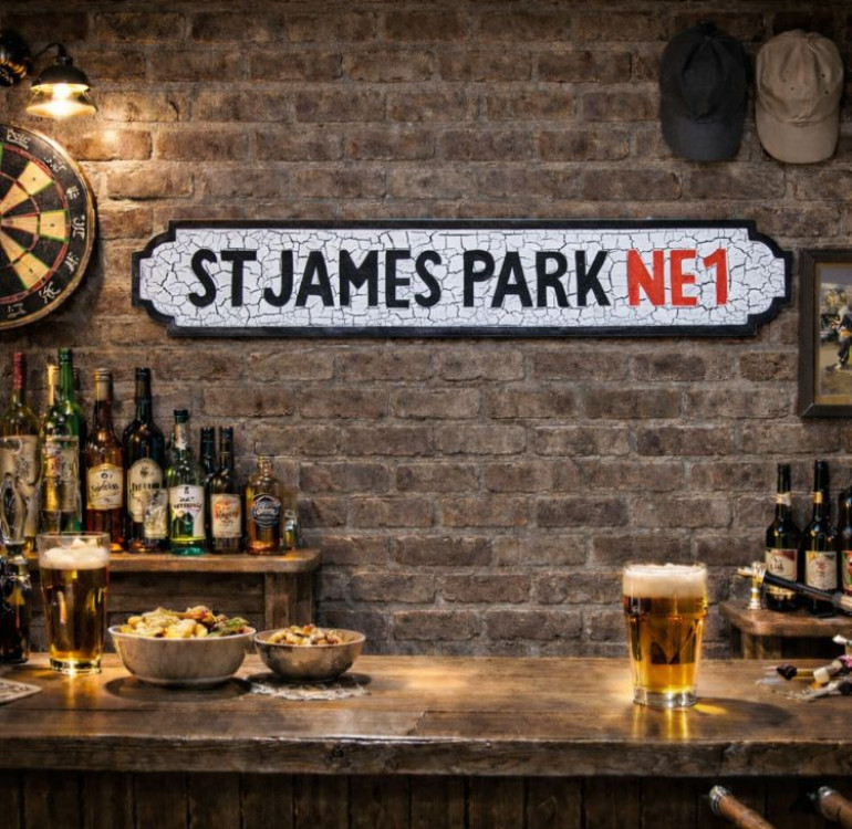 St James Park Stadium Wooden Street Sign