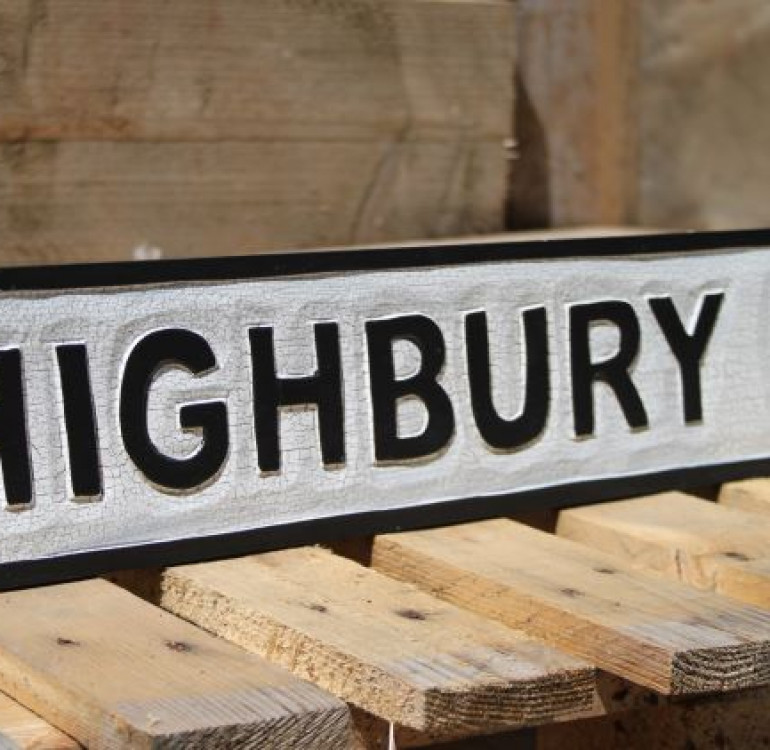 Highbury Wooden Street Sign