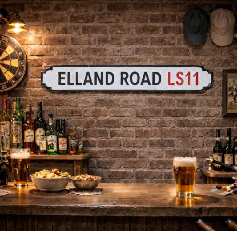 Elland Road Wooden Street Sign