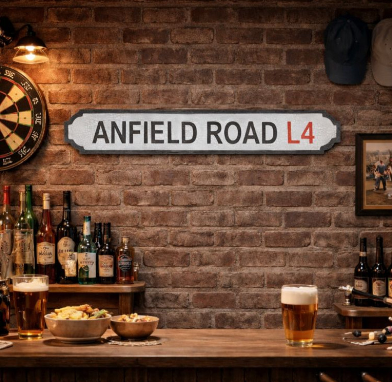 Anfield Road Wooden Street Sign