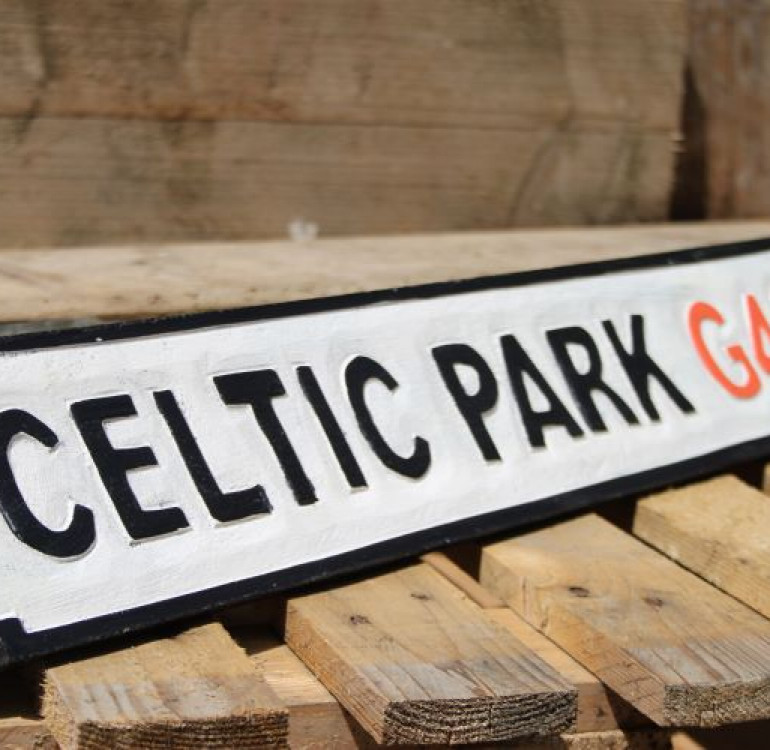 Celtic Park Stadium Wooden Street Sign