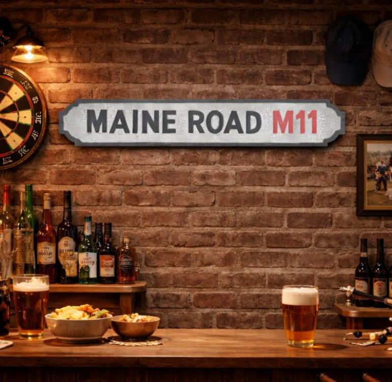 Maine Road Stadium Wooden Street Sign