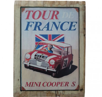 Vintage Printed Picture Mini Cooper Tour France