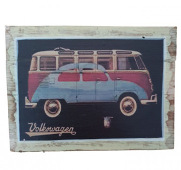 Vintage Printed Picture VW Beetle On Campervan